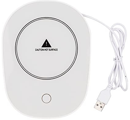 Zwbfu USB Scaldatazze con Sensore di Gravità Inverno 55 C Temperatura Costante Scalda Tazze Elettrico da Tavolo per Caffè Latte Tè Acqua Ufficio Uso Domestico Spegnimento Automatico, Bianco