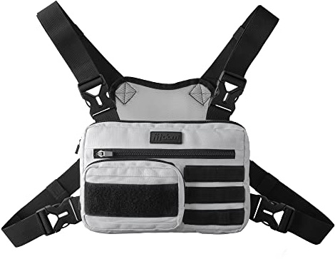 Fitdom Mochila Deportiva de inspiración táctica. Bolsa de Pecho para Hombre con Soporte para teléfono Integrado. Este Chaleco EDC Entrenamientos, Ciclismo y Senderismo (Ajuste de