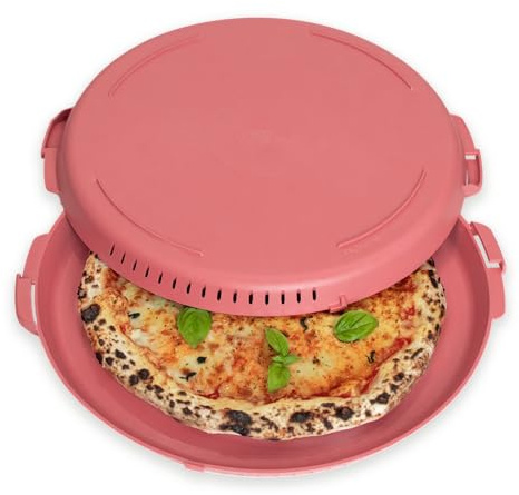 PIZZycle Mehrweg Pizzabox Original | Wiederverwendbare Pizza-Aufbewahrungsbox mit Deckel, stapelbar & nachhaltig - für Pizza bis 33 cm (Raspberry)