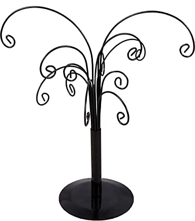 LKPOMI Ornament Display Tree 10.6 Inch Tabletop Display Stand Ornament Holder Hanger Hanging Metal Wire Hook for Halloween Christmas Crystal Glass Balls Bauble Decorations Gift Craft Black(Black)