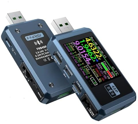 Fnirsi USB-Tester Ladungserkennung FNB48P USB-Tester Voltmeter Amperemeter TYPE-C Schnellladungserkennung Trigger Capacity Ripple Messgerät mit CNC-Metallgehäuse (FNB48P mit Bluetooth)