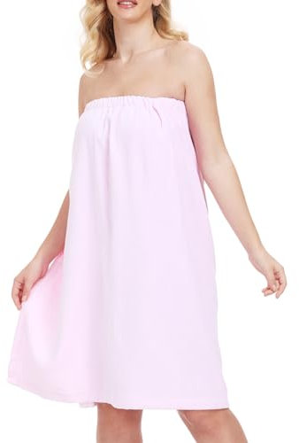 North Bund Damen Saunakilt Saunatuch Bademantel 100% Baumwolle Sauna Kilt Saunasarong Handtuch Mit Gummizug Und Für Spa Rosa
