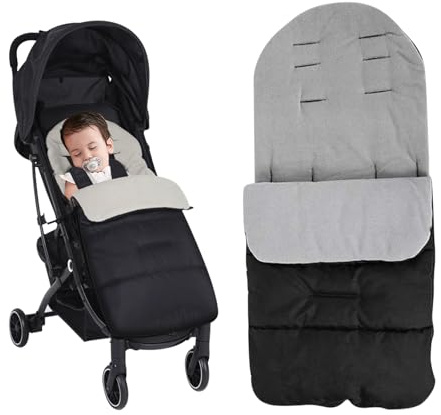 Sac de couchage chaud pour bébé - Manchon universel pour chaise longue à push-up Universelle Chancelière pour Poussette Bébé Chariot Coton Coussins Couverture pour Poussette Sac(Gris)