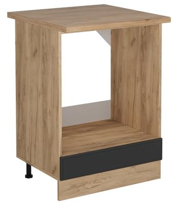 Vicco Herdumbauschrank R-Line, Anthrazit Landhaus, 60 cm, AP Eiche, zur freien Kombination innerhalb modularer Küchensysteme