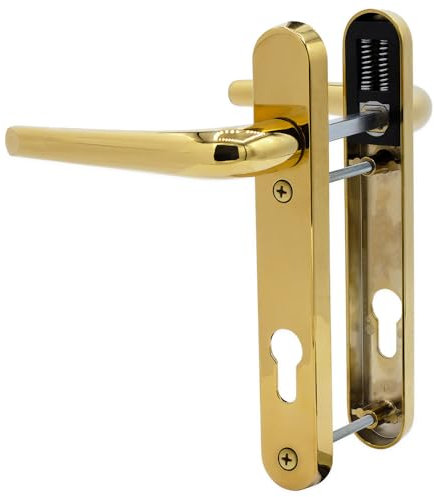 SHIELD HARDWARE uPVC Door Handle 92mm PZ Sprung Pair for PVC and Composite Doors Gold 122mm Fixing Centres