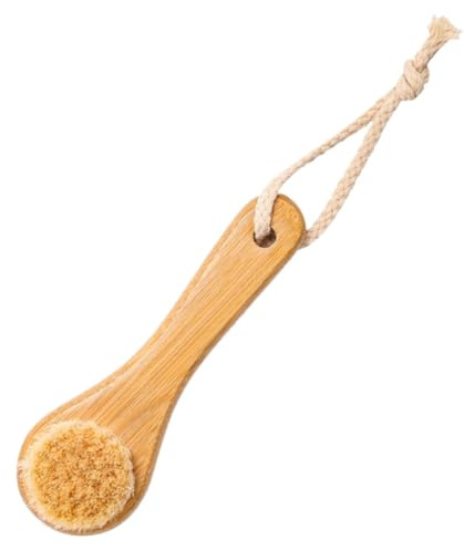 CTIRCHIU Spazzola per la pulizia del viso in pelo di cavallo con manico in bambù esfoliante delicato e spazzola massaggiante per la pulizia quotidiana del viso e la cura della pelle per la casa e in