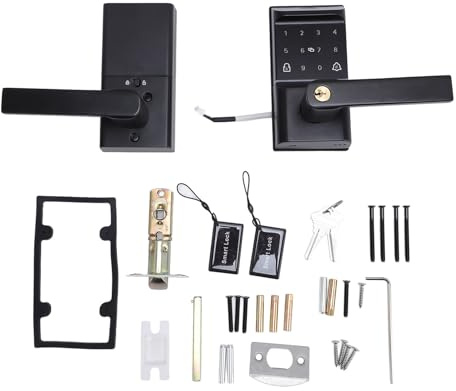 Cerradura electrónica inteligente con reconocimiento de huella y virtual password, aleación de aluminio para puertas 35-50mm - Seguridad avanzada antiokupa, desbloqueo múltiple