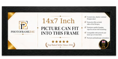 14x7 Inch Panoramic Picture Frame | Black Panoramic Photo Frame & Poster Frame for Pictures, Photos, Documents, Jigsaw Puzzles, Artwork | Landscape or portrait Wall Mount Display