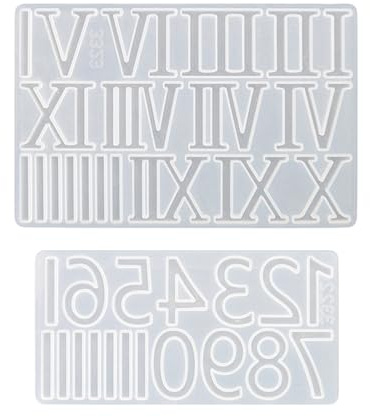 2X Silicone Roman and Arabic Numerals for Wall Clock Resin Epoxy Mold, Crystal Numbers Jewelry Pendant Casting Mould Cupcake Topper Decor Molds DIY Handmade Clay Craft