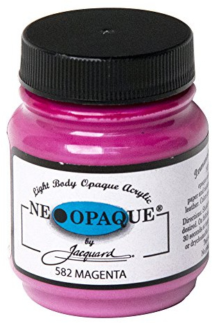Jacquard Neopaque Acrylic Paint on Fabric, Leather, Wood or Canvas, Opaque Water-Based Craft Pigment with Non-Toxic Artist Formula, Magenta 2.25 oz Bottle