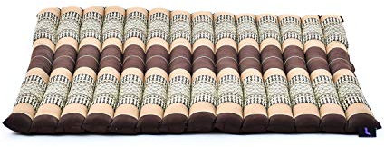 Leewadee colchoneta de meditación Zabuton – Cojín de suelo cuadrado, asiento tailandés de yoga hecho de kapok, 70 x 70 cm, Marrón