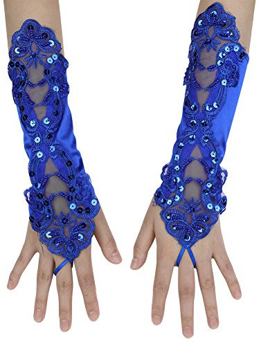 Brauthandschuhe Fingerlose Satinhandschuhe Sequins Blumen Hochzeithandschuhe Hochzeit Abend Party Armstulpen Lange Weiche Brautstulpen Damen Spitze Handschuhe Frauen Dress-up Accessoires