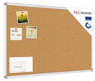 ALLboards Pinnwand mit Aluminiumrahmen 90x60cm, Korktafel Korkwand Pinnwand Kork