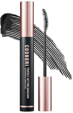 COSNORI Perfect Setting Waterproof Mascara Long & Curl – Verlängernde Faser-Mascara in Schwarz – Natürlicher Wimpernverlängerungseffekt – Wasserfest, wischfest, klumpfrei – Hautverträglichkeit geteste