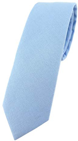 TigerTie - Corbata estrecha de diseño en monocolor - 100% algodón - Ancho de la corbata 5,5 cm, azul claro, Krawattengröße: ca. Länge 150 cm, Breite 5,5 cm