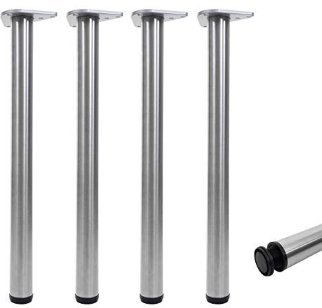 Mendler 4er-Set Tischbein HWC-H36, für Schreibtisch Esstischfuß Tischgestell, 73cm Edelstahl-Optik