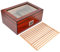 Eitida Desktop Humidor Case Holds 50-75 Cigar, Tempered Glass Top Display, Spanish Cedar Wood Storage Box with Divider& Air Flow Rack, Humidifier and Digital Thermo-Hygrometer, Sapele Cherry Finish