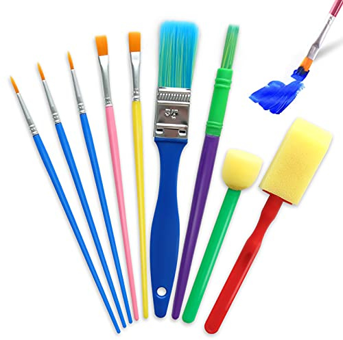Hanyousheng pennelli per bambini, spugne spazzole, 9 kit lavabili, set acquerello, olio, acrilico
