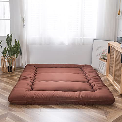MAXYOYO Klappmatratze Futon Matratze Bodenmatratze Gepolsterte Japanische Tatami Gesteppte Bett, Dicke Faltmatratze Schlafmatte Rollmatratze Bodenliege Gästematratze (Kaffee, 90x190 cm)
