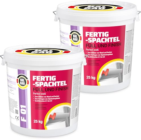 Färdig spatel, fyllningsfinish Q1-Q4, fogspackel inuti 50 kg, perfekt vit, utjämning fogning GK plattor halvkonstruktion F01