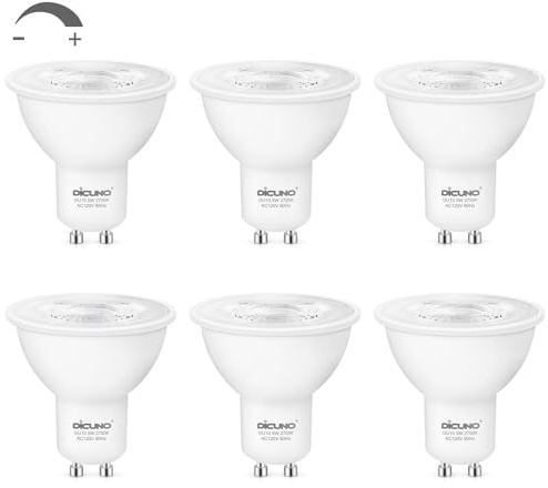 DiCUNO GU10 LED Bulb Dimmable, 40W Equivalent, Warm White 2700K, 450LM, MR16 GU10 LED for Spotlight, Track Lighting, 5W Light Bulb with 38° Beam for Living Room, Kitchen, Range Hood, Pack of 6