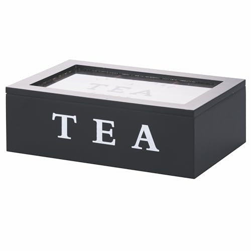 Galileo Boîte à thé et tisanes 6 fentes intérieures Noir Sibylle