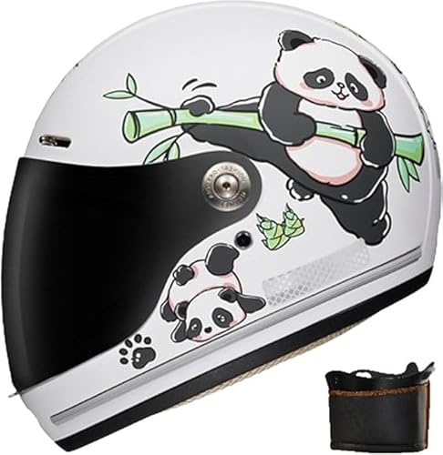 Casco Moto para Niños Integral Visera Adecuado 5-14 Años Lindo Casco Dibujos Animados Todos Temporadas F,46-52CM