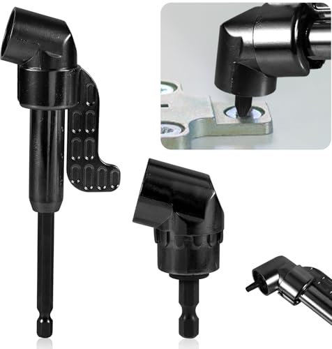 2pcs 105 Degree Right Angle Drill Adapter, 1/4 Inch Hex Angle Drill Adapter Attachment Sturdy Angle Screw Driver Drill Adapter for Household Work (Long & Short)