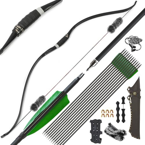 surwolf 30-50lb arco ricurvo Longbow 51arco tradizionale arco da caccia Arco e freccia set RH/LH per tiro all'aperto (arco set, 30 lbs)