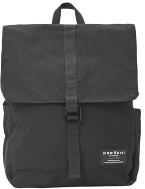 Koroshi Sac à dos pour homme avec fermeture à rabat, Noir , one_size, Sac à dos traditionnel