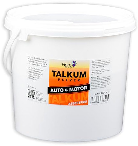 Sucelos Polvo de talco Fipro Minerals 4 x 1 kg, polvo de talco, cuidado de goma para bicicleta, moto, ciclomotor, coche, sin amianto, 100% talco, para montaje de neumáticos, cambio de neumáticos