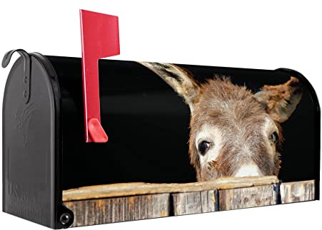 banjado Amerikanischer Briefkasten - US Mailbox/Letterbox mit Motiv Motiv Esel 51x22x17cm - Postkasten Stahl aus Amerika – Briefkasten amerikanisch schwarz pulverbeschichtet