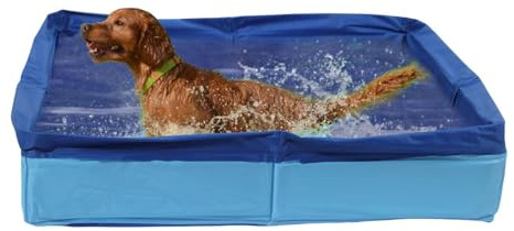 Vikbar hundpool | hund plaskdamm | husdjur simbassäng husdjur plaskdamm för kattvalp | PVC badkar för små hundar, ljusblå, 80 x 20 cm | halkfri