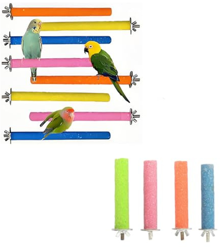 JYNVO 4 jouets pour oiseaux, perchoirs naturels en bois, perchoirs pour perroquets, perchoirs naturels en bois pour oiseaux, supports en bois pour oiseaux, accessoires pour cages à oiseaux