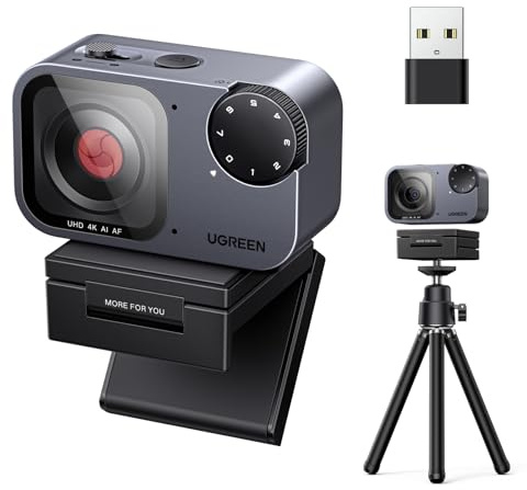 UGREEN Webcam 4K AI FineCam Pro with 1/2 Sensor, AI Noise-Canceling Mic, PDAF Auto Focus, Auto-Framing, Face AE for Conferences, Streaming, Content Creation, Built-in Privacy Cover & Tripod