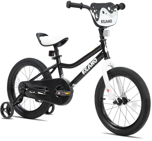 KEANO 12 Inch Kids Bike for 3 4 Years Boys Girls Gifts Bikes Child Toddler Bicycle with Training Wheels BMX Style 85% Assembled Black