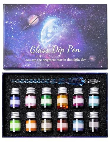 Juego de bolígrafos de cristal y tinta, juego de bolígrafos de buceo de alta calidad, tintas, pluma de cristal en espiral fina | Flujo de tinta limpio y controlado para ejercicios de caligrafía