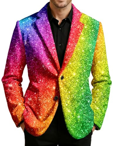 Giacca Paillettes Uomo con Brillantini,Giacca da Carnevale in Velluto a Coste,Blazer Glitter Elegante Slim Fit,Da Uomo Sequin Jacket,Costume da Blazer,Steampunk Smoking,per Feste Il Tempo Libero