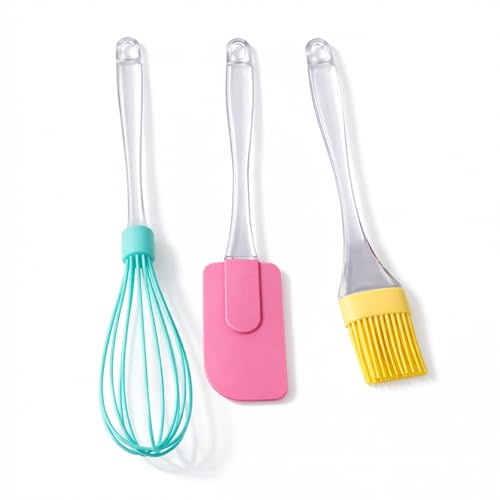 PARENCE - Set di utensili in silicone da cucina - Frusta, spatola e pennelli - Set di 3 accessori per pasticceria e cucina