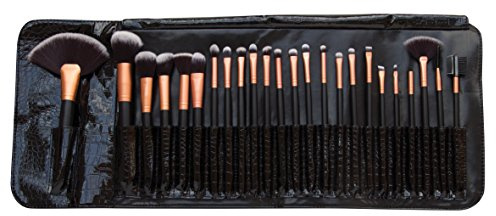 Rio Professional Cosmetic Makeup Brush Set, Full 24 Piece Cosmetic Kit with Soft Synthetic Bristles, Eyeshadow, Foundation, Contour & Lip Brushes, Travel Pouch Included, Beginner Friendly Beauty Tools