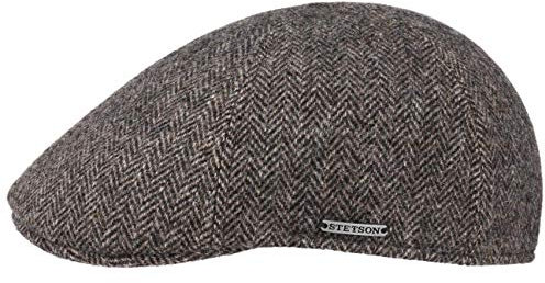 STETSON Herrenmütze Texas Wool Herringbone – hergestellt in der EU für den Winter, Wolle mit Visier, Futter für Herbst-Winter, grau, 58