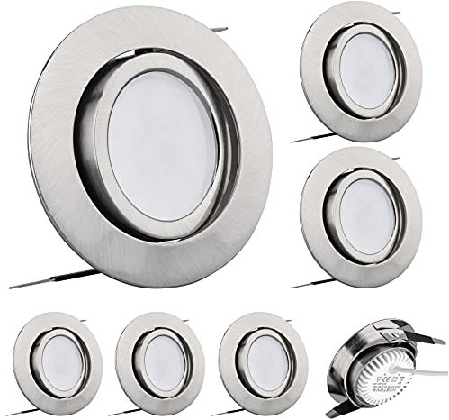 KYOTECH 6er Set LED Einbaustrahler Schwenkbar 230V 5W 400LM Ultra Flach 22mm, 3000K Warmweiße Austauschbar Module Deckenspots Einbauspot