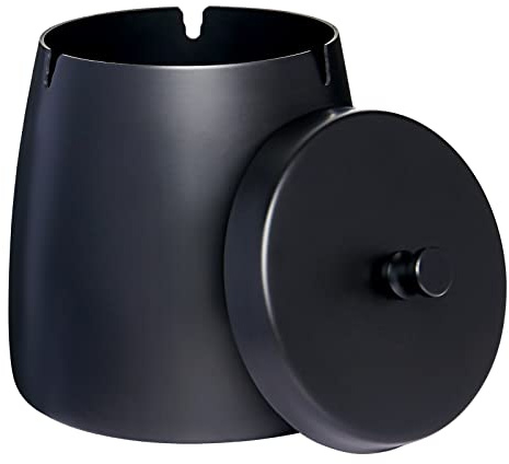 OILP Cendrier noir extra large pour cigarettes/cigares d'extérieur – Cendrier sans fumée avec couvercle anti-odeurs, coupe-vent, imperméable – Cendrier d'extérieur pour cigarettes, terrasse, maison,