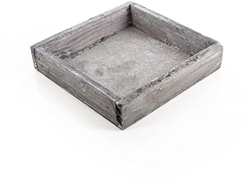 Logbuch-Verlag Bandeja de madera gris, 14 x 14 x 3 cm, bandeja decorativa, bandeja decorativa para llaves y joyas, decoración de madera