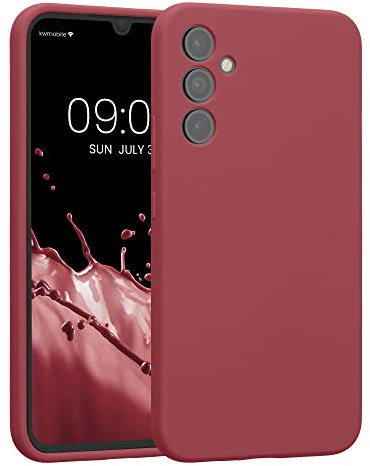 kwmobile Carcasa Compatible con Samsung Galaxy A34 5G Funda - Case TPU y Silicona con Interior de Microfibra - Suave Protector antigolpes para móvil - Rosa Oscuro