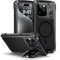 Lanhiem für iPhone 15 Pro Max Hülle Magnetisch Metall Handyhülle mit Kameraschutz Ständer Robust Stoßfest Ganzkörper Militärstandard Schutzhülle Heavy Duty Case mit Displayschutz, Schwarz