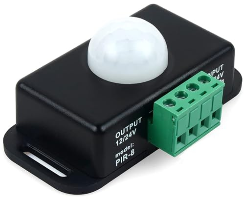 Greluma 1 Styck 12V/24V rörelsesensorbrytare, PIR-sensor LED-omkopplarkontroll för flexibla LED-strips-ljus