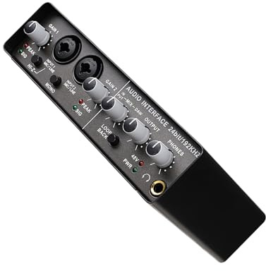 BOKIOESDE Tarjeta de Sonido Externa de 24 bits/192 KHz con conexión de USB-C, para Sistema de Sonido fácilmente, Entrada de 2 vías, 4 Salidas, Mezcla de Metal Ajustable