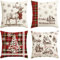Artoid Mode Rot BüffelKaro Weihnachtsbaum Rentier Frohe Weihnachten Kissenbezüge 4er Set, 40x40 cm Winter Zierkissenbezug Cushion Cover Couch Deko