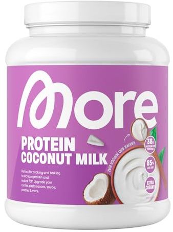 MORE Protein, Coconut Milk, 600 g, Mix aus Whey Konzentrat und Casein ideal zum Muskelaufbau und -erhalt, mit Laktase - made in Germany